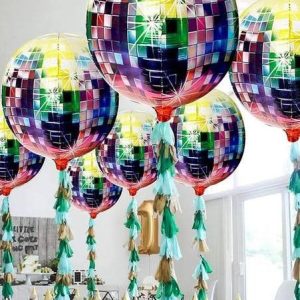 Glitter Ball Printed Balloon - 2pcs