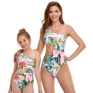 Pink 1 Piece Side Cut Out Mommy & Me Swimwear